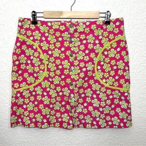 Vintage 90’s White Label Lilly Pulitzer Mini Skirt Hot Pink Green Floral Size 8